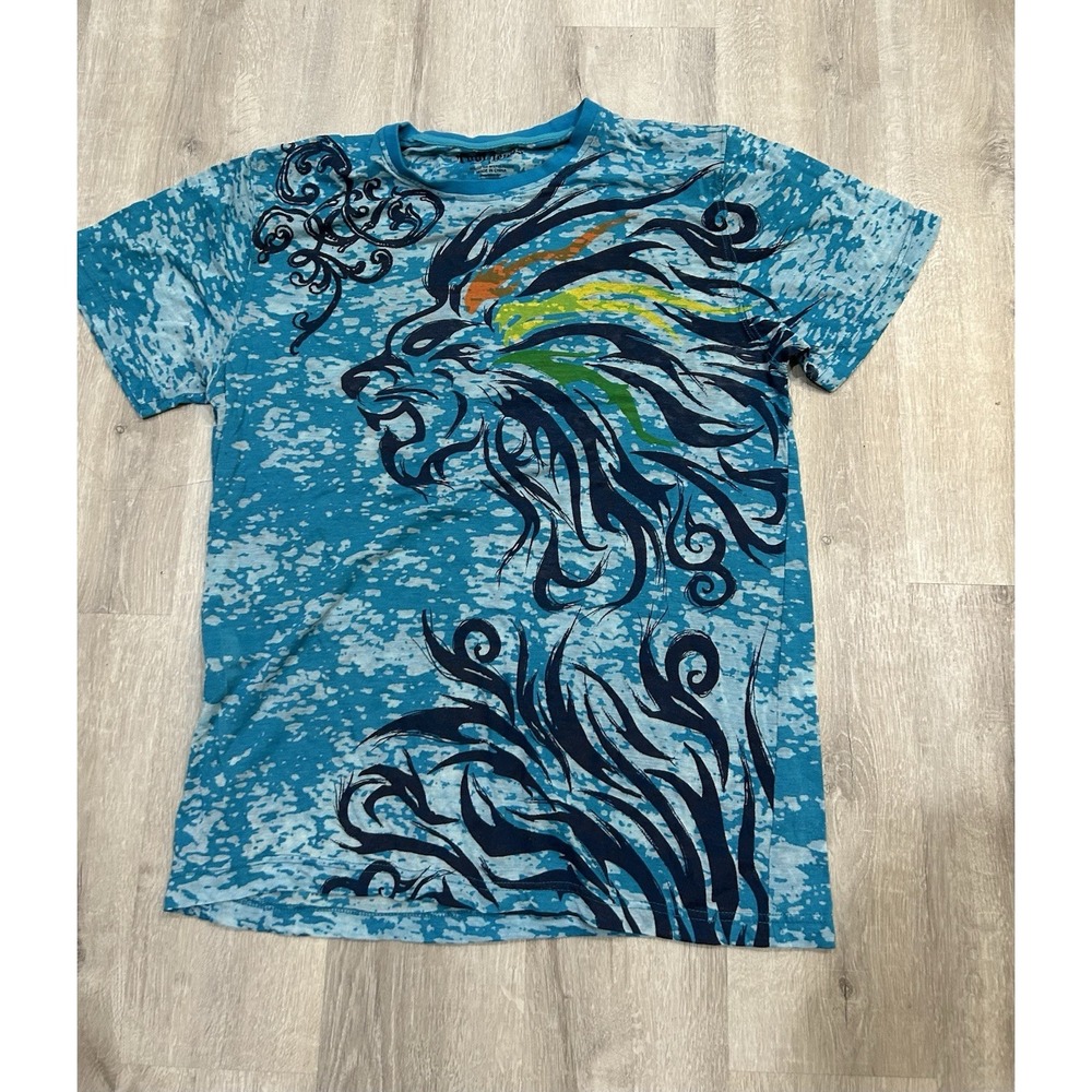 Tool Jeans T-shirt, Blue Cotton With Dual Sided Lion Graphic, Men's Size Large